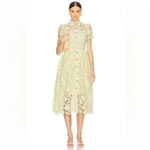 Self-Portrait Lace Dress in Soft Yellow